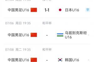 U16和平杯积分：韩国6分领跑，国足U16暂1分&amp;今晚战乌兹别克斯坦